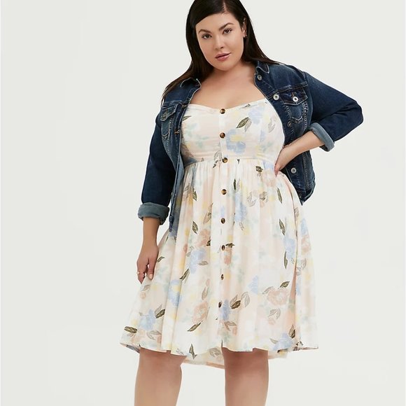 Torrid 2 Light Pink Floral Challis Button Dress - Picture 4 of 4